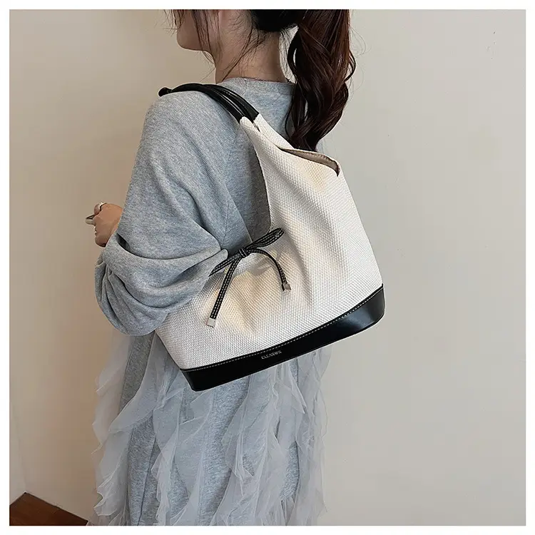 Women's Korean Style Large Tote Bag with Bow Stitching — feature 23