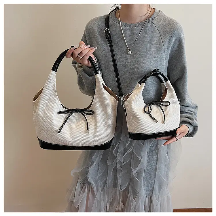 Women's Korean Style Large Tote Bag with Bow Stitching — feature 26