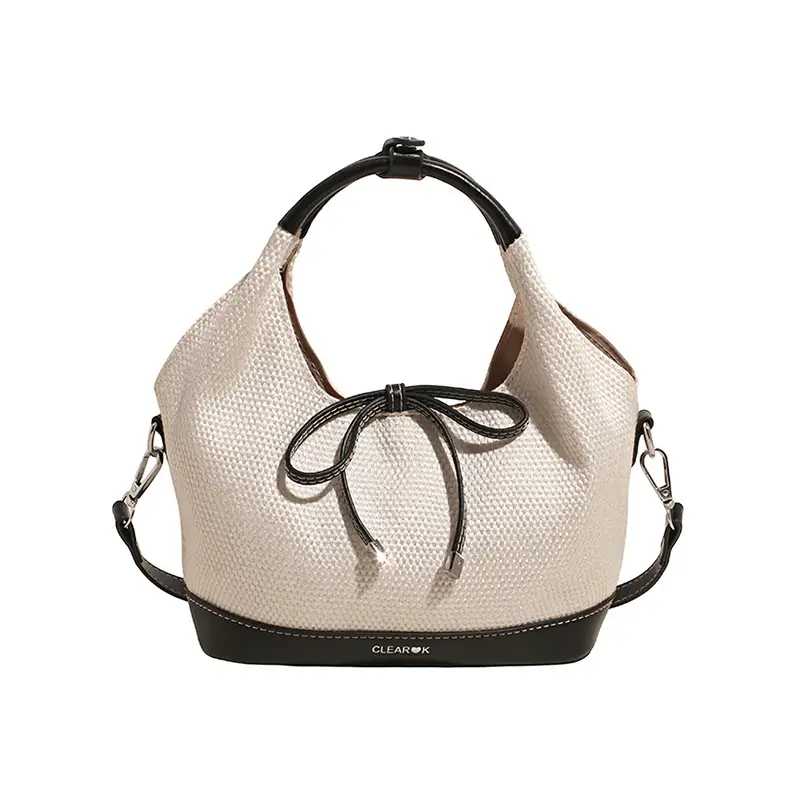 Women's Korean Style Large Tote Bag with Bow Stitching - Image 3