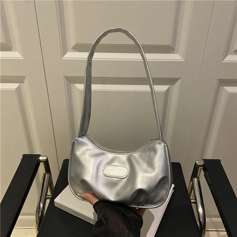 2025 Korean Style Pleated Shoulder Bag Women's White