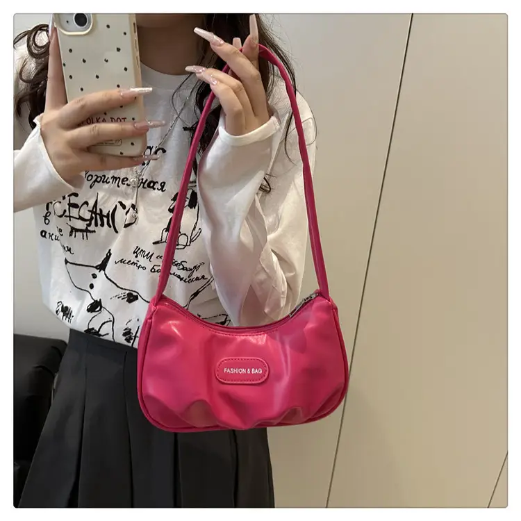 2025 Korean Style Pleated Shoulder Bag Women's White — feature 14