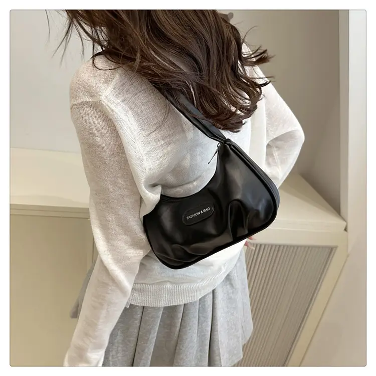 2025 Korean Style Pleated Shoulder Bag Women's White — feature 21