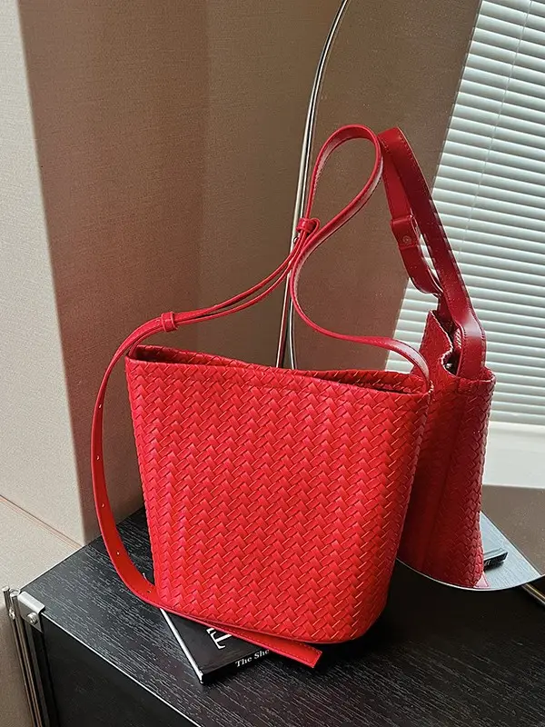 Women Crossbody Bag Light Blue Woven Pattern 2025 - Image 8