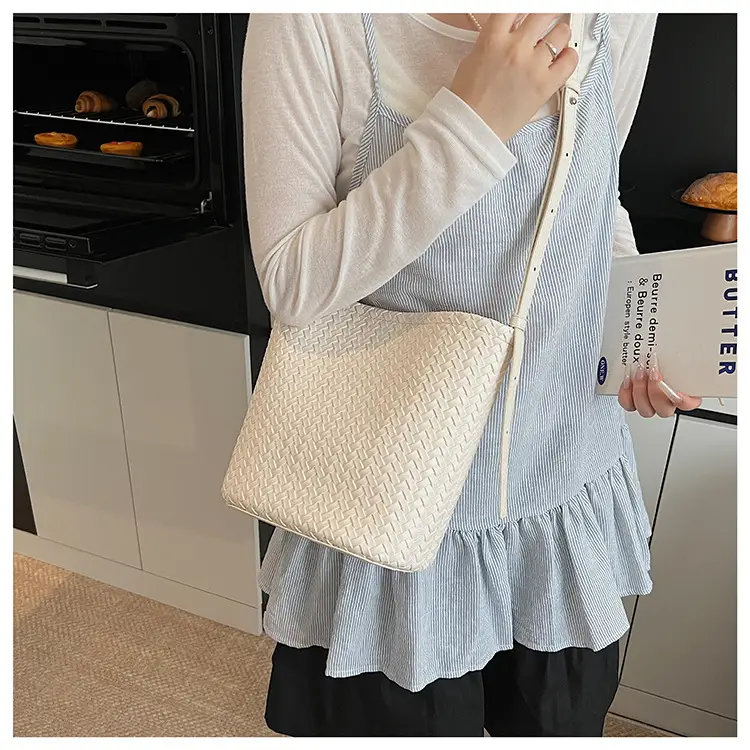 Women Crossbody Bag Light Blue Woven Pattern 2025 — feature 14