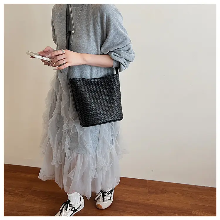 Women Crossbody Bag Light Blue Woven Pattern 2025 — feature 16
