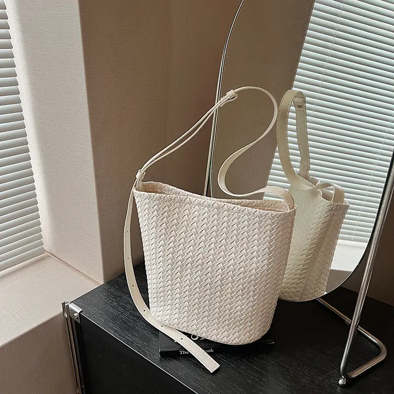 Women Crossbody Bag Light Blue Woven Pattern 2025 - Image 2