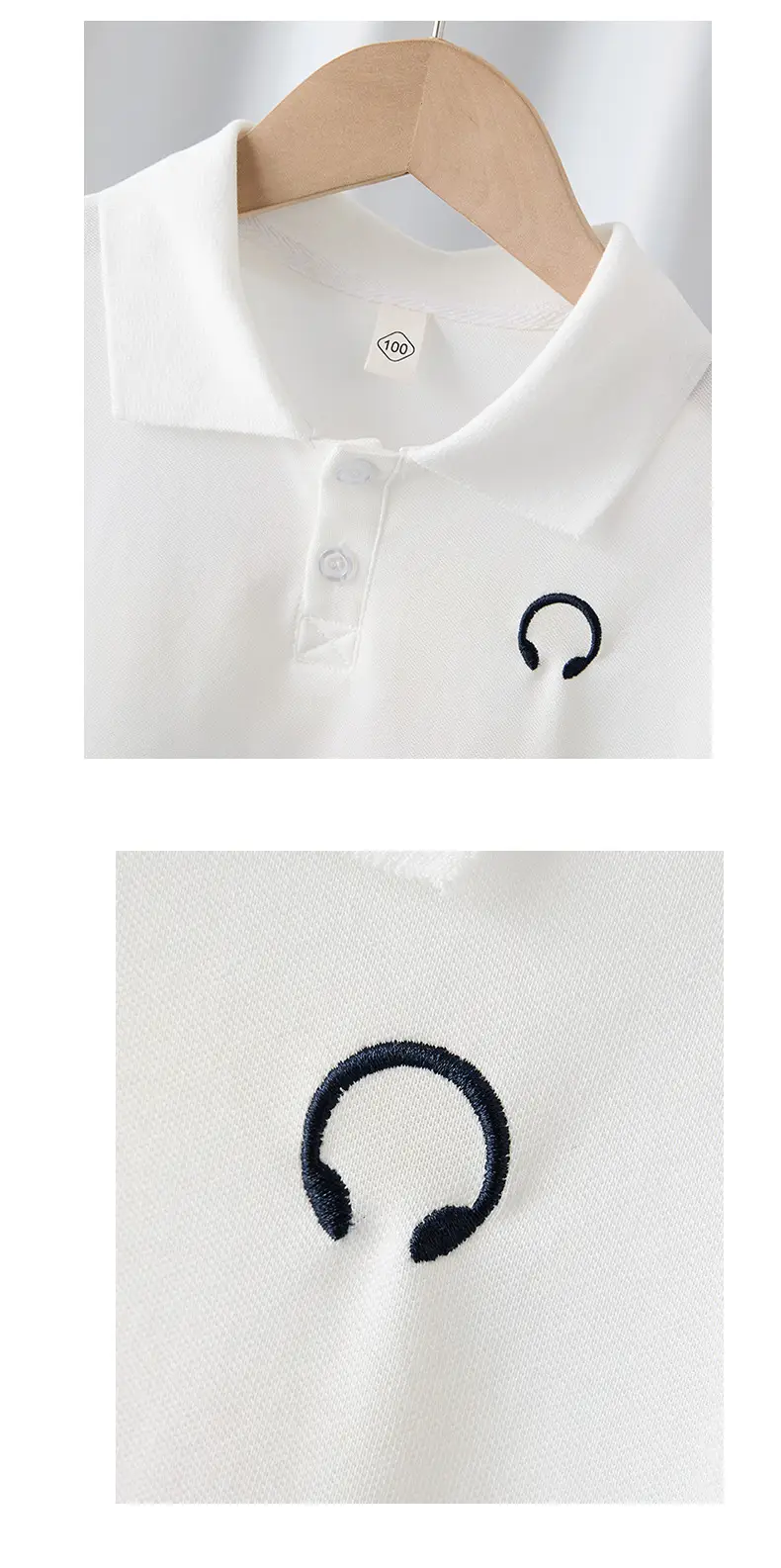 Boys Pure Cotton Cartoon Lapel T-Shirt White — feature 8