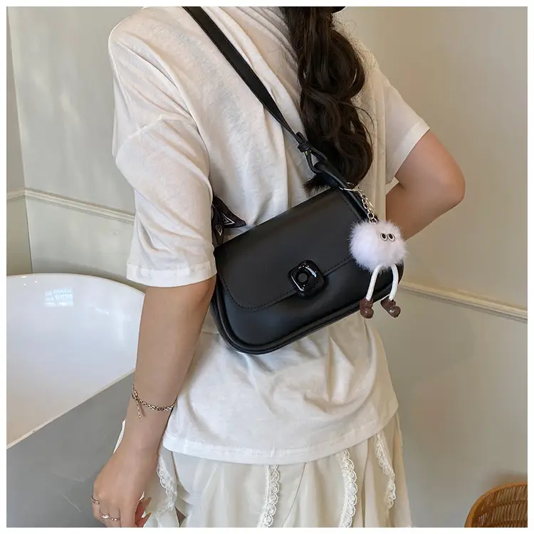 Women's Crossbody Bag Beige Bow Pom Pom — feature 11
