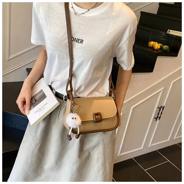 Women's Crossbody Bag Beige Bow Pom Pom — feature 14