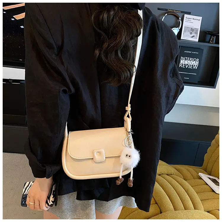 Women's Crossbody Bag Beige Bow Pom Pom — feature 17