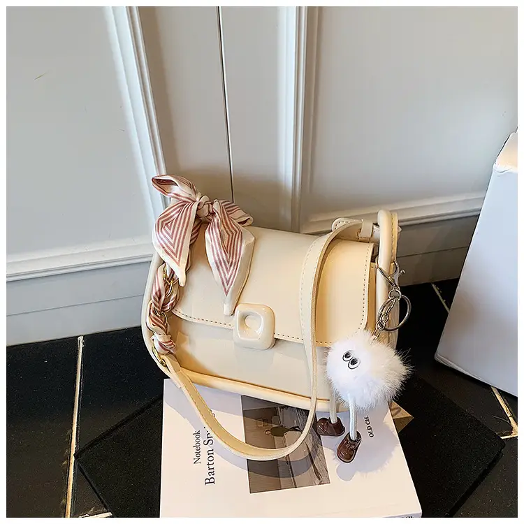 Women's Crossbody Bag Beige Bow Pom Pom — feature 18