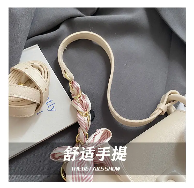 Women's Crossbody Bag Beige Bow Pom Pom — feature 6