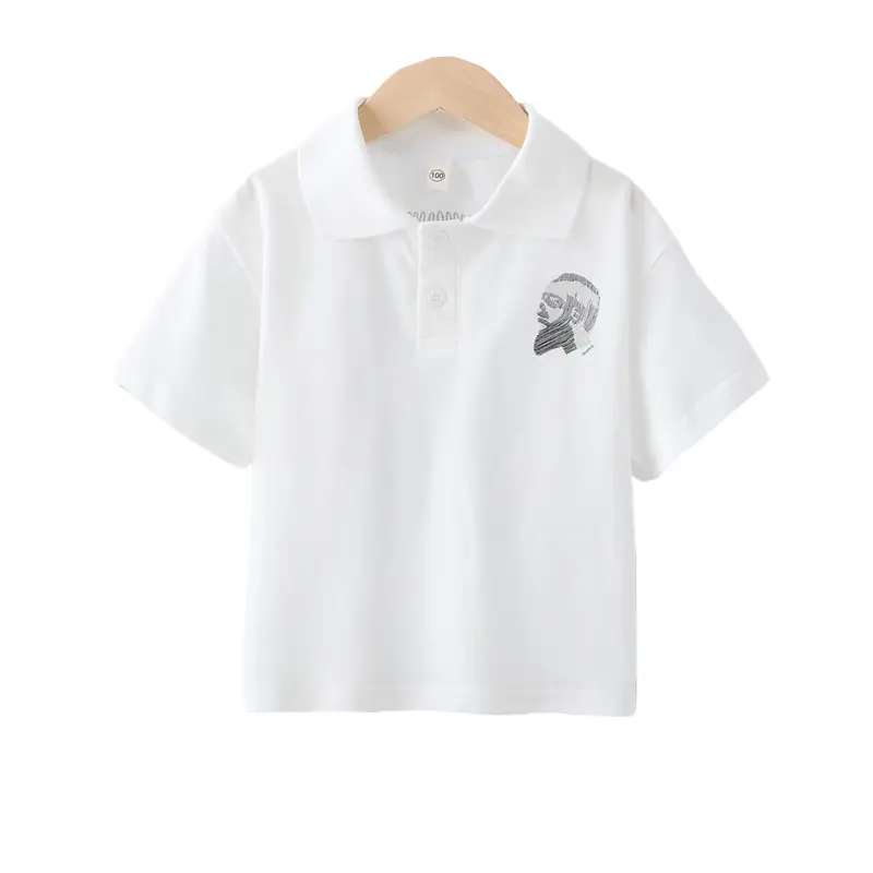 Boys White Graphic Polo Shirt 2025 Kids - Image 5