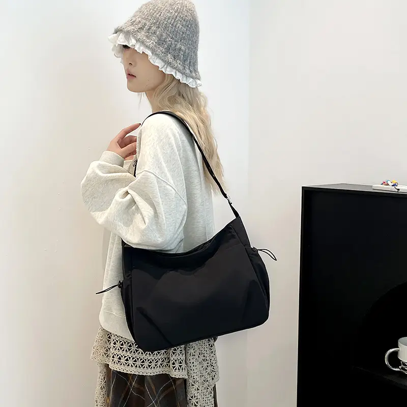 Ultra Lightweight Crossbody Bag Black Waterproof Nylon Multi-Pocket - Image 8