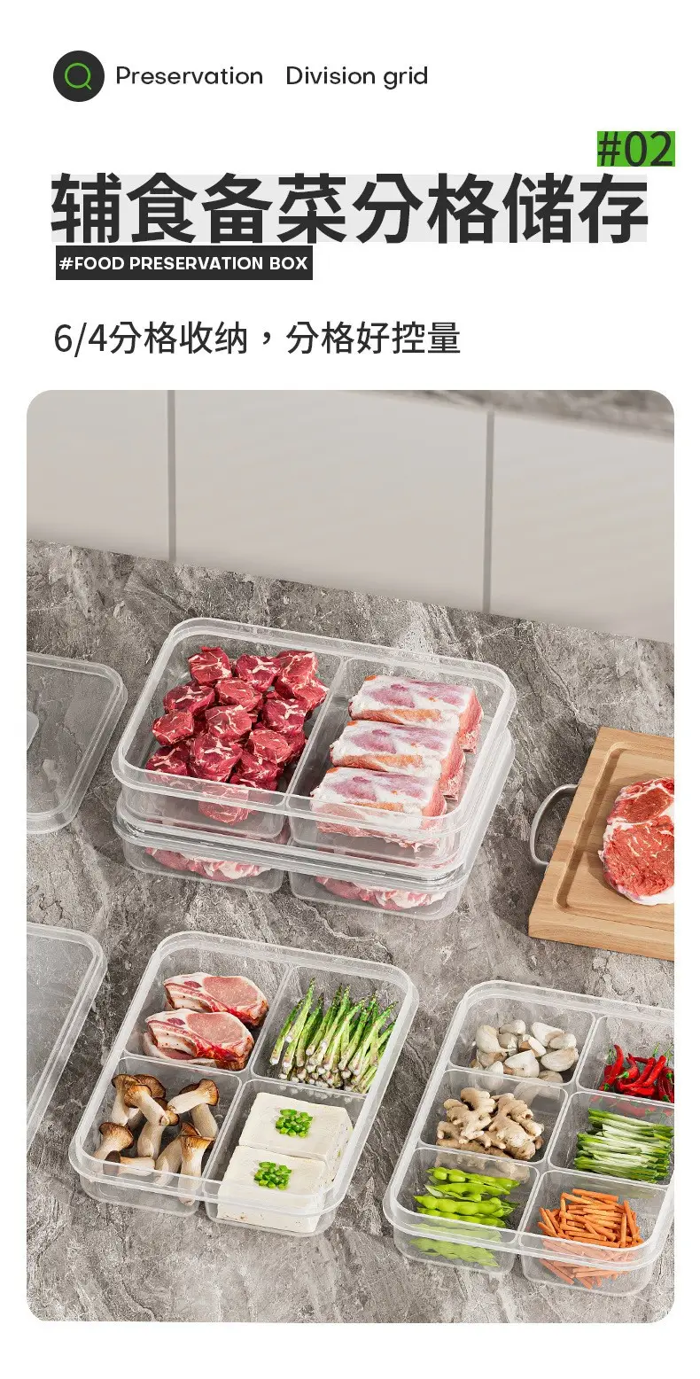 Refrigerator Meat & Veg Storage Boxes Set of 6 — feature 3