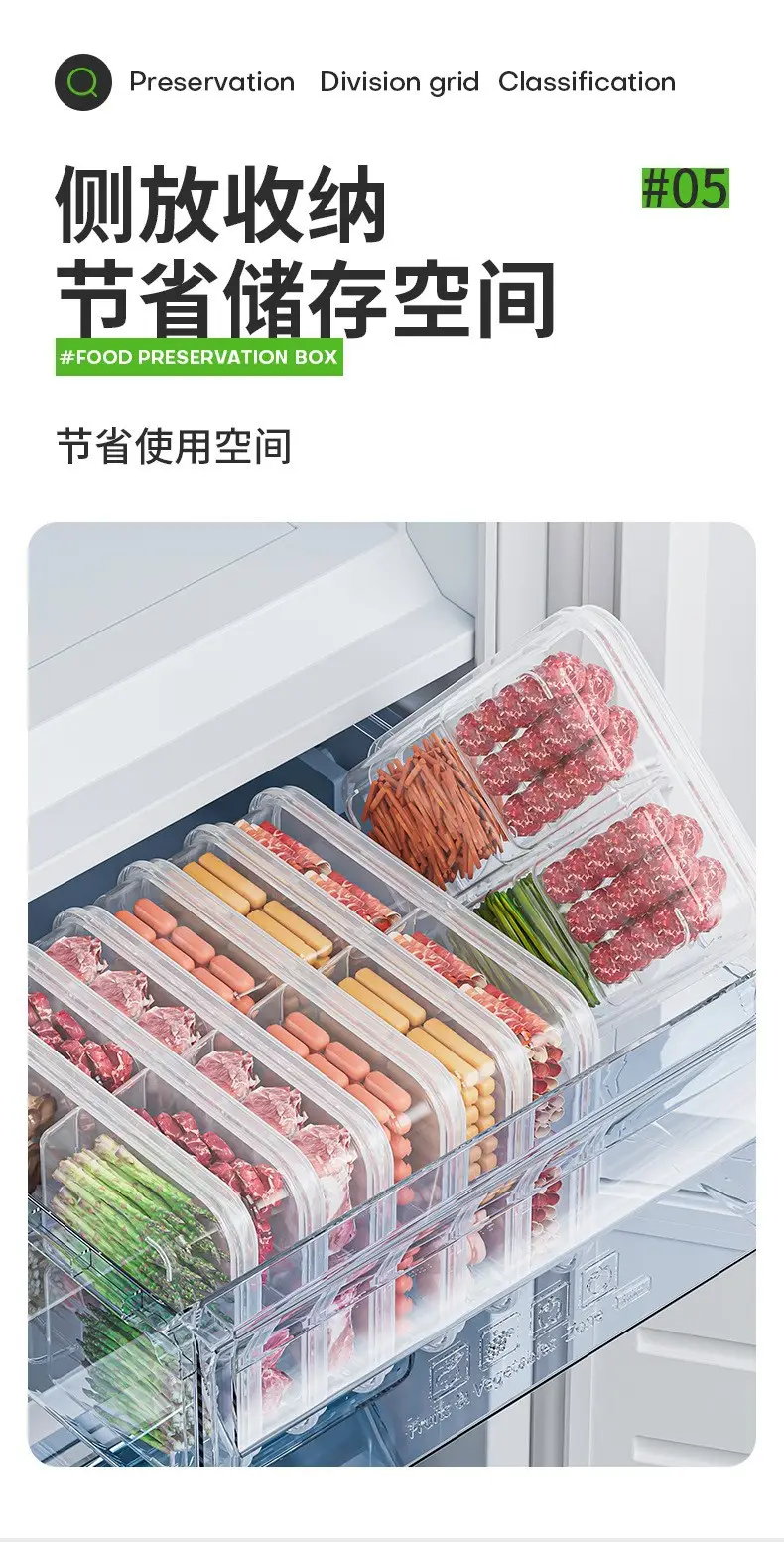 Refrigerator Meat & Veg Storage Boxes Set of 6 — feature 6