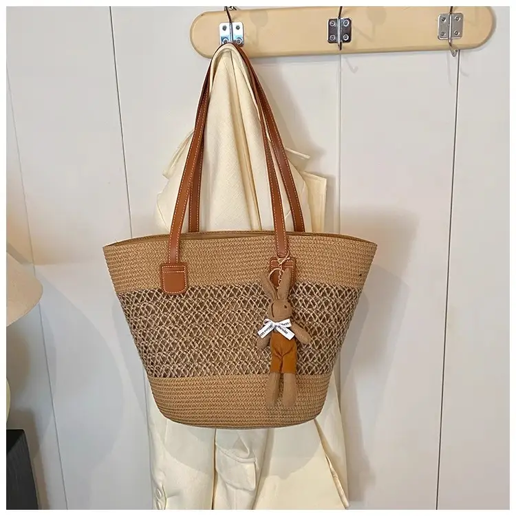Women's Straw Vegetable Basket Bag with Tassel — feature 18
