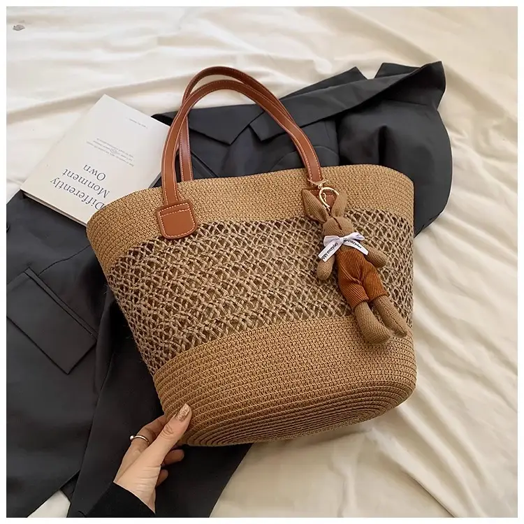 Women's Straw Vegetable Basket Bag with Tassel — feature 20