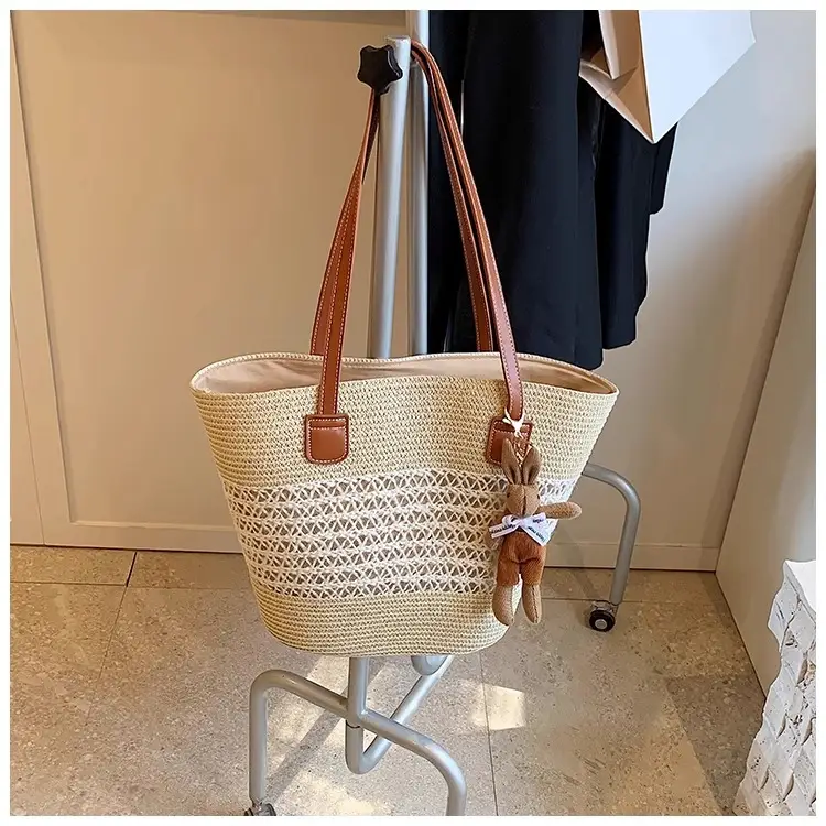Women's Straw Vegetable Basket Bag with Tassel — feature 24