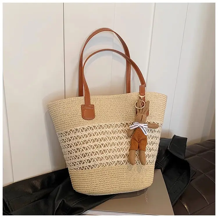 Women's Straw Vegetable Basket Bag with Tassel — feature 25