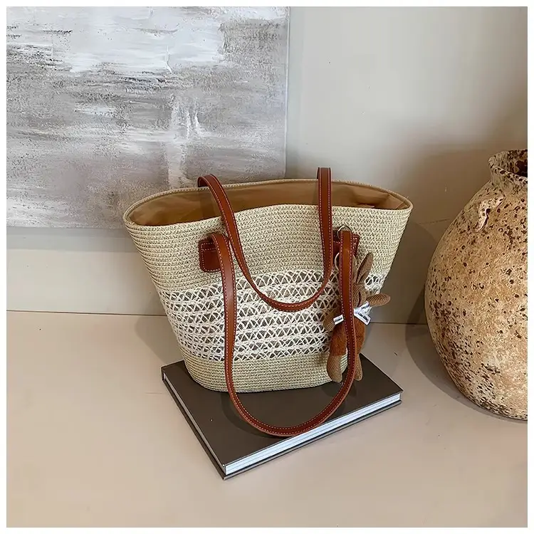 Women's Straw Vegetable Basket Bag with Tassel — feature 26
