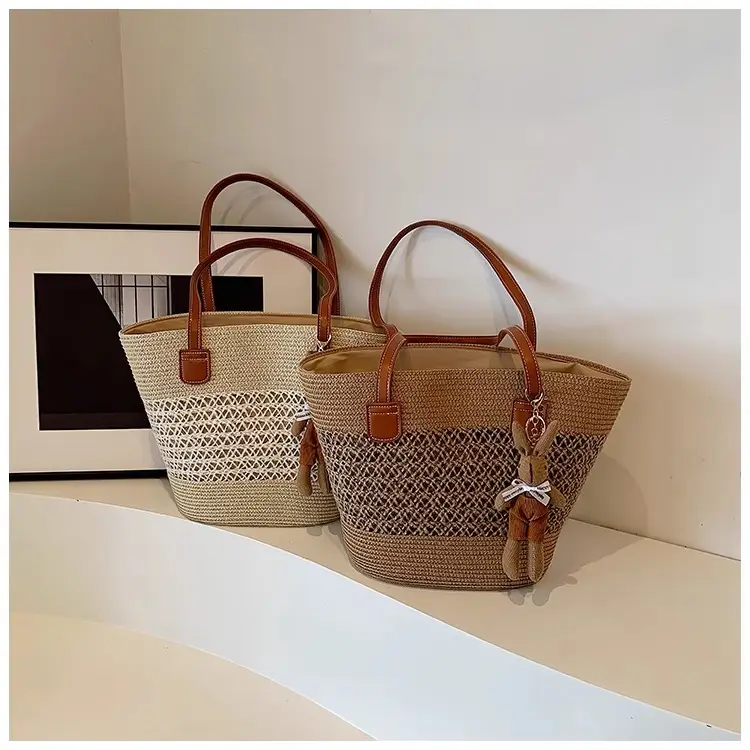 Women's Straw Vegetable Basket Bag with Tassel — feature 28