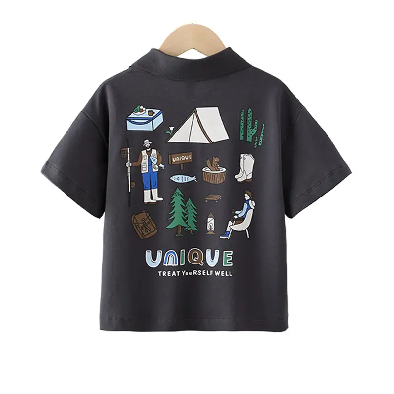 Boys Green Polo T-Shirt 2025 New Kidsren - Image 5