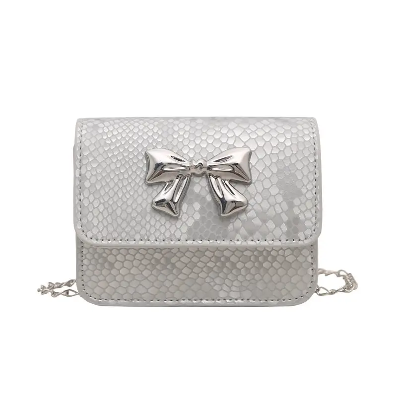 Trendy Bow Chain Shoulder Bag Cream White - Image 9