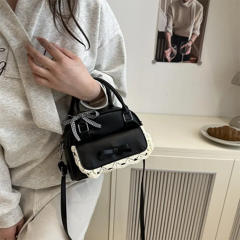 Light Blue Crossbody Bag with Bow & Embroidered Strap - Image 5