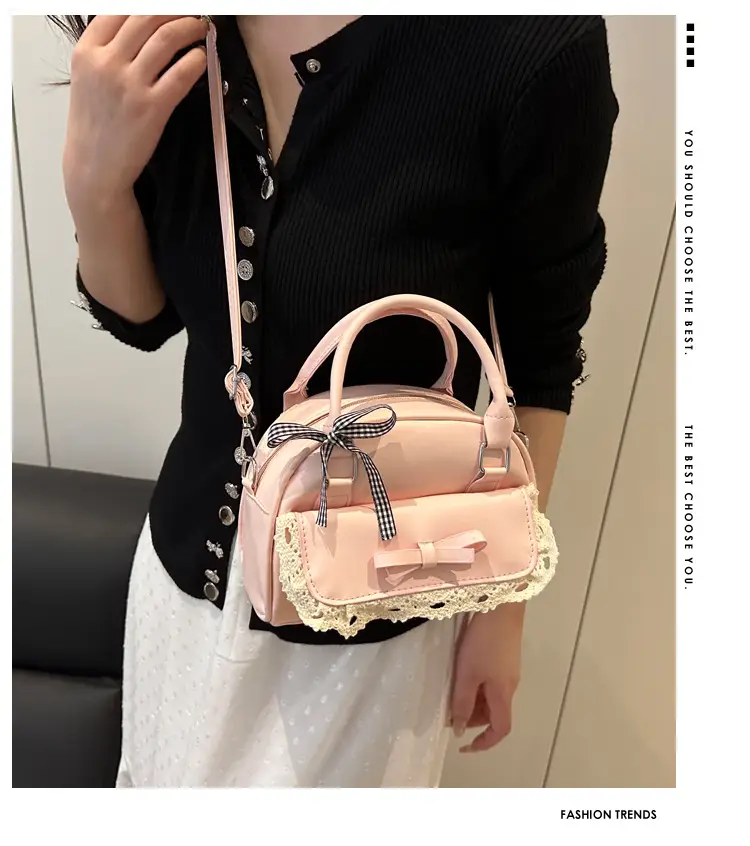 Light Blue Crossbody Bag with Bow & Embroidered Strap — feature 2