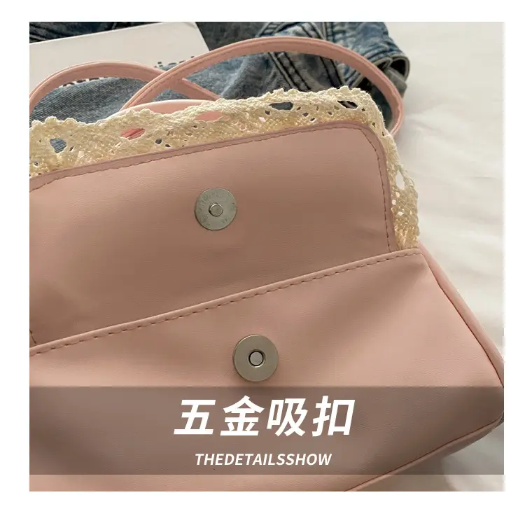 Light Blue Crossbody Bag with Bow & Embroidered Strap — feature 7