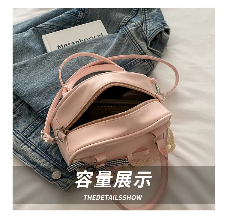 Light Blue Crossbody Bag with Bow & Embroidered Strap — feature 8