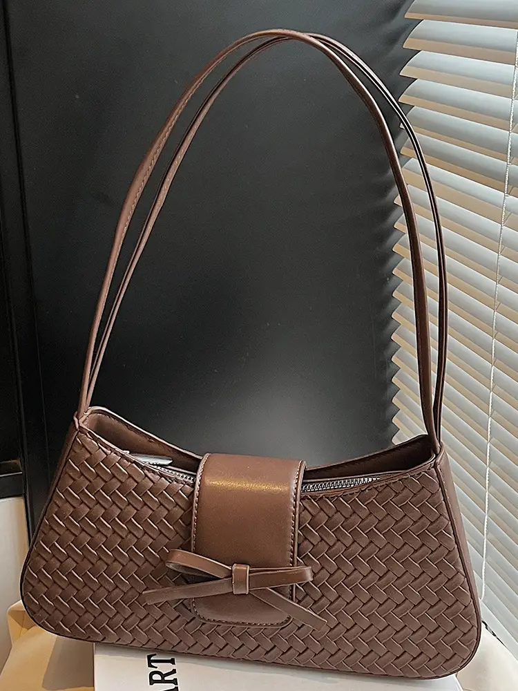 2025 Summer Niche Bag for Women Beige Textured Shoulder Bag - Image 6