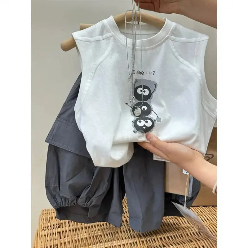 Boys Cotton Vests White Cartoon 2025 Summer - Image 3