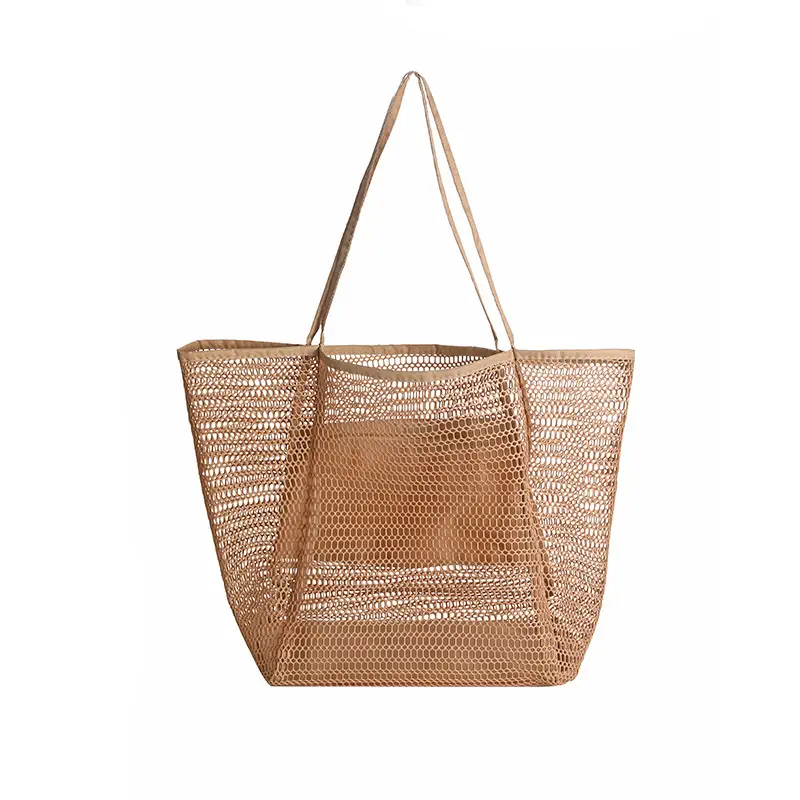 Single Shoulder Mesh Beach Bag Large Capacity Travel Handbag