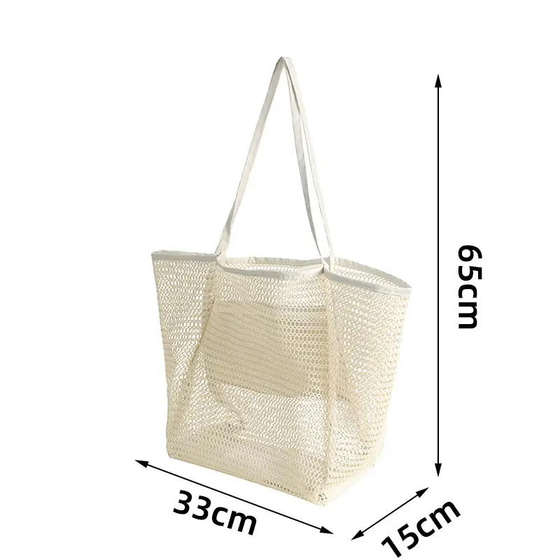 Single Shoulder Mesh Beach Bag Large Capacity Travel Handbag