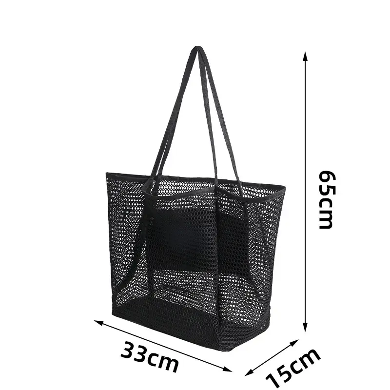 Single Shoulder Mesh Beach Bag Large Capacity Travel Handbag