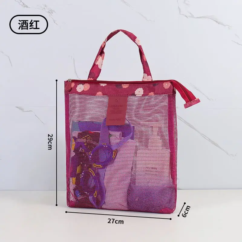 Single Shoulder Mesh Beach Bag Large Capacity Travel Handbag