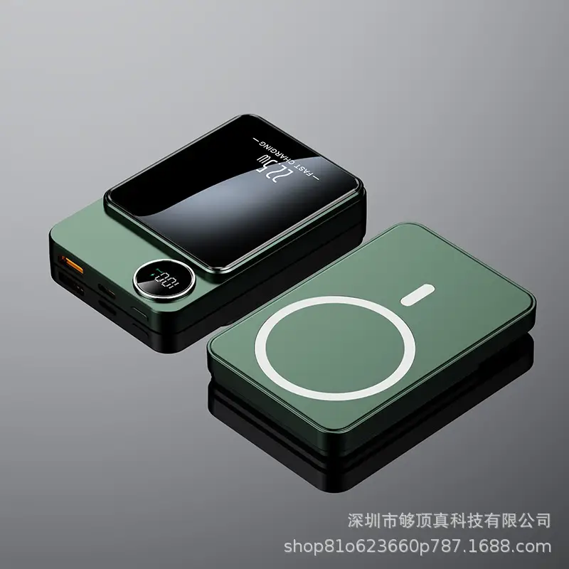 Wholesale Magnetic Power Bank Magsafe 10000 Mah Two-Way Fast Charging Foldableing 22.5W Mobile Power Supply Printed Log