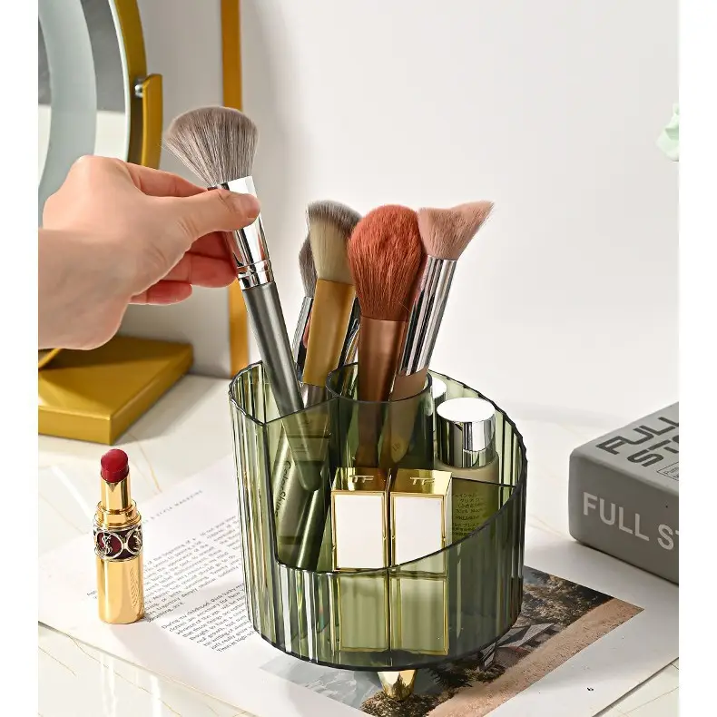 Transparent Makeup Brush Storage Tube with Spill Proof Design