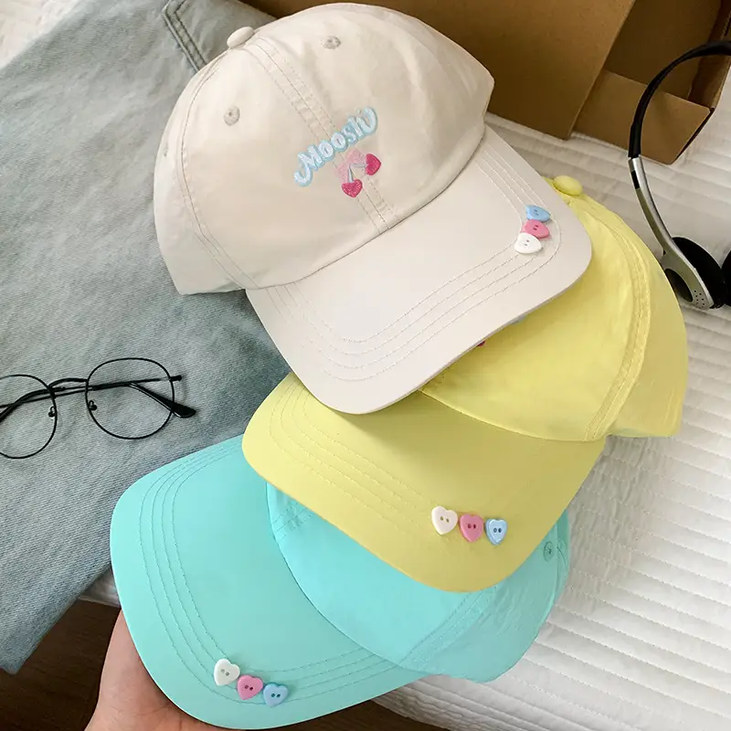 Mint Green Cherry Embroidered Women's Baseball Cap