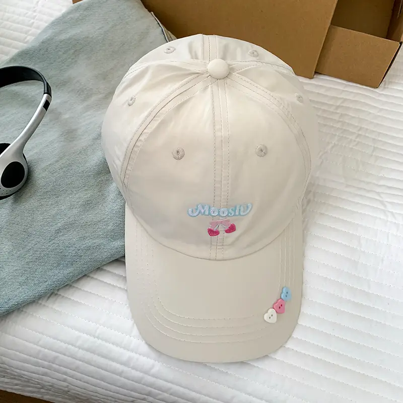 Mint Green Cherry Embroidered Women's Baseball Cap