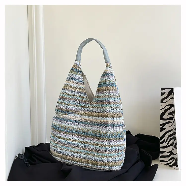 Woven Striped Shoulder Bag for Women Large Capacity — feature 10