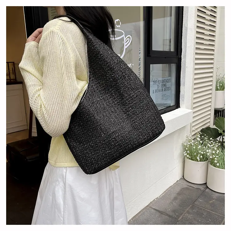 Woven Striped Shoulder Bag for Women Large Capacity — feature 23