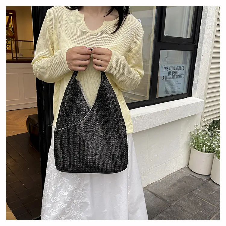 Woven Striped Shoulder Bag for Women Large Capacity — feature 25