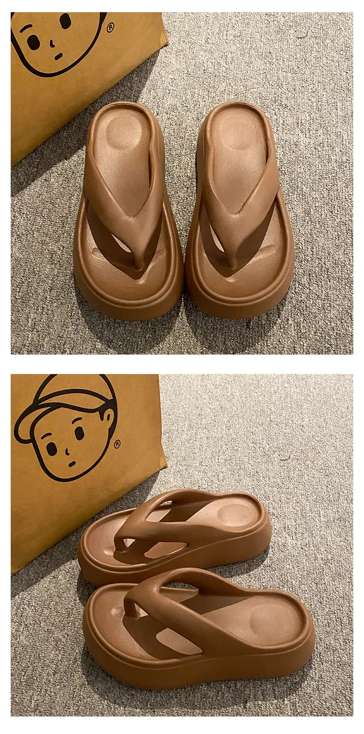 Heightening Thick-Soled Flip-Flops for Women in Summer Eva with a Sense of Stepping on for Outer Wear Non-Slip Bathing Home Beach Flip-Flops — feature 10