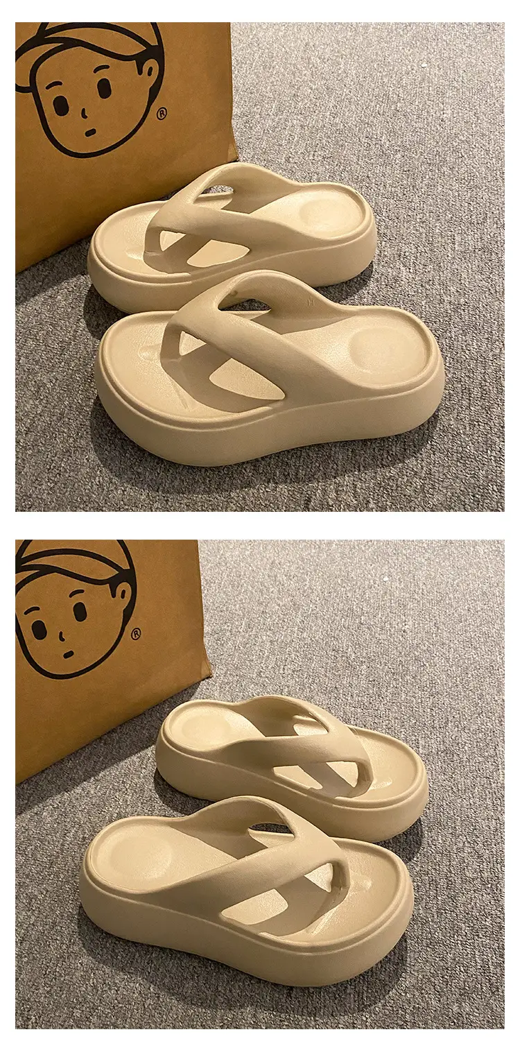 Heightening Thick-Soled Flip-Flops for Women in Summer Eva with a Sense of Stepping on for Outer Wear Non-Slip Bathing Home Beach Flip-Flops — feature 12