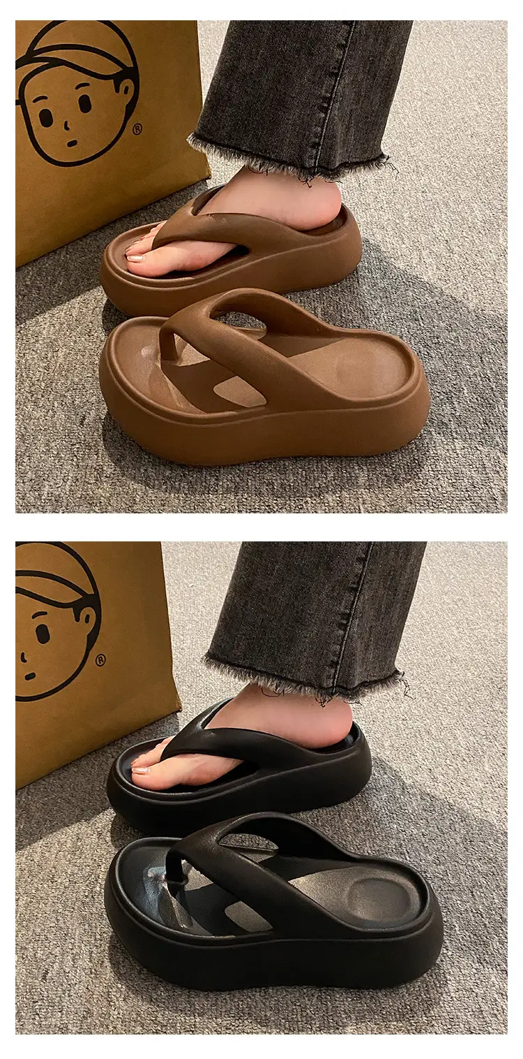 Heightening Thick-Soled Flip-Flops for Women in Summer Eva with a Sense of Stepping on for Outer Wear Non-Slip Bathing Home Beach Flip-Flops — feature 4