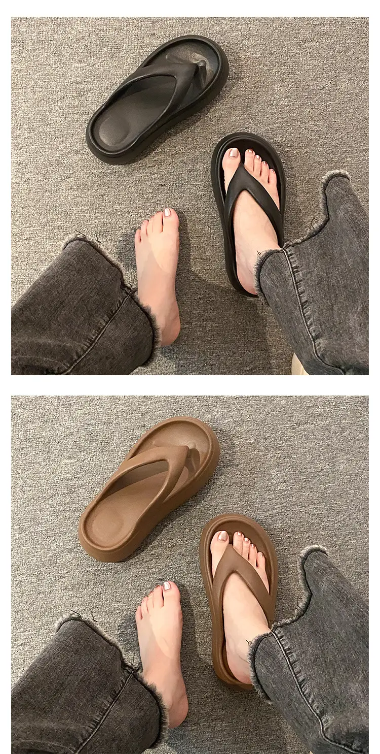 Heightening Thick-Soled Flip-Flops for Women in Summer Eva with a Sense of Stepping on for Outer Wear Non-Slip Bathing Home Beach Flip-Flops — feature 8