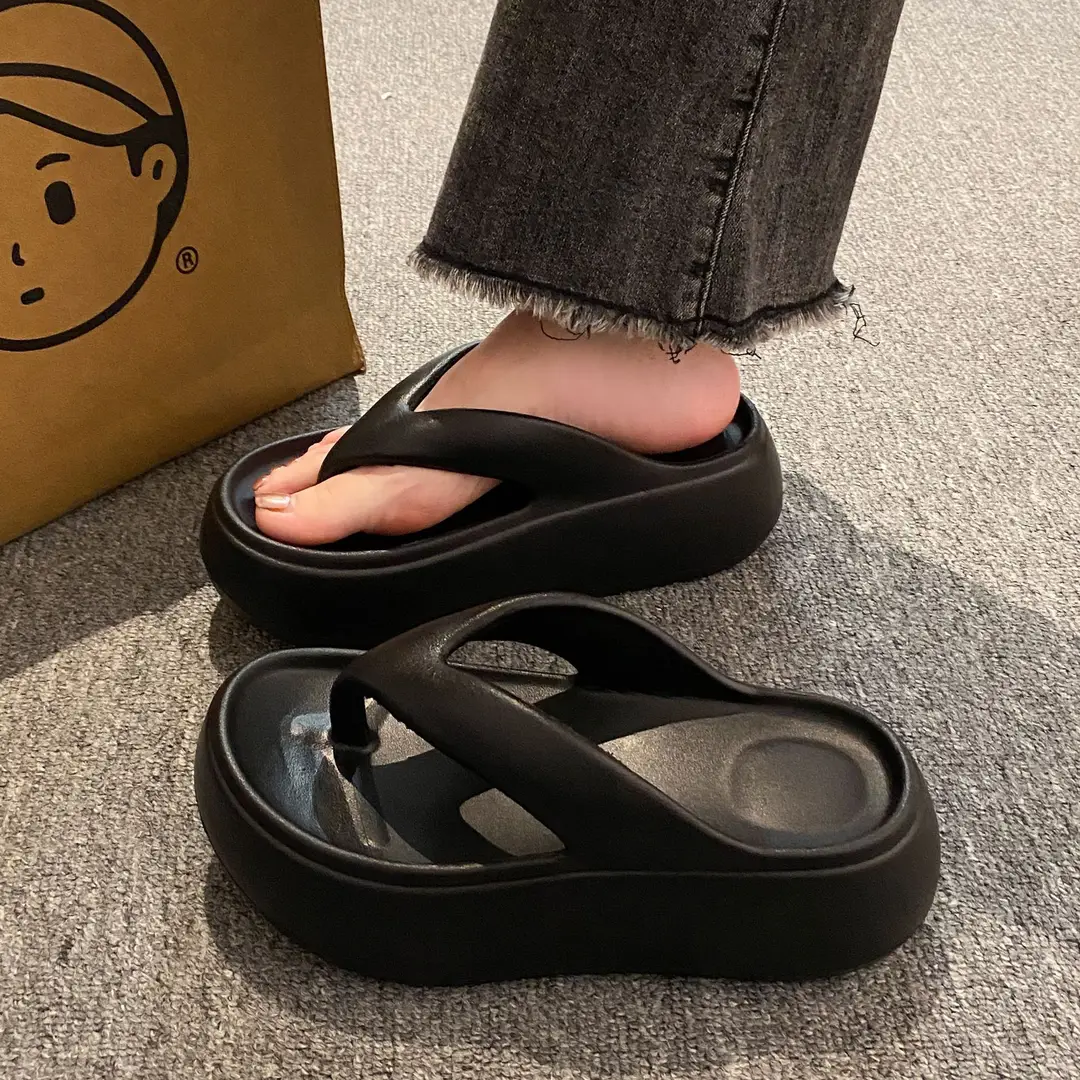 Heightening Thick-Soled Flip-Flops for Women in Summer Eva with a Sense of Stepping on for Outer Wear Non-Slip Bathing Home Beach Flip-Flops - Image 2